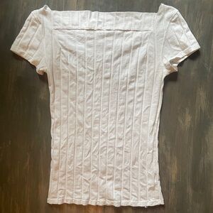 We The Free Off-White Ribbed Blouse